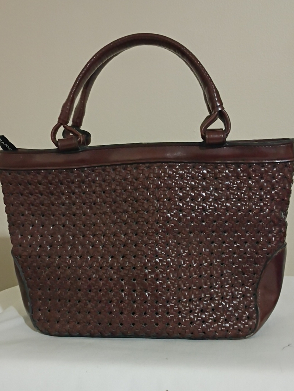 Liz Claiborne Classic Brown Woven Tote Handbag